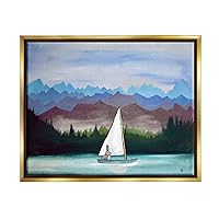 Stupell Industries Bunny Rabbit on Sailboat Vivid Distant Mountain Peaks Floating Framed Wall Art, Design By Andrea Doss