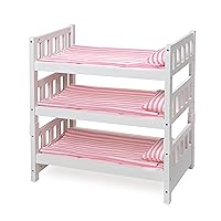 Badger Basket Toy 1-2-3 Convertible Doll Bunk Bed with Storage Baskets and Personalization Kit for 20 inch Dolls - Pink Stripe