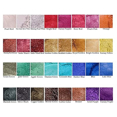 Mica Powder for Epoxy Resin, 32 Colors Dye Epoxy Resin Color Pigment Powder  for Lip Gloss, Bath Bombs, Soap Making (5g/0.18oz)