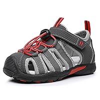 Apakowa Kids Boys Sandals Summer Outdoor Athletic Double Strap Closed-Toe Beach Sandals Sport (Toddler/Little Kid)