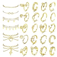 Toe Rings and Ankle Bracelets for Women Silver Rose Gold Plated Anklet Toe Rings Cute Layered Anklets Open Tail Rings Adjustable Beach Foot Jewelry for Summer
