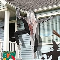 Halloween Climbing Zombies Wall Decoration, Halloween Life Size Climbing Dead Zombie with Knife on Head Decoration for Garden Patio, Yard Fence, Tree Decor, Window and Halloween Holiday Party