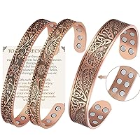 Feraco Copper Magnetic Bracelet for Men Women Arthritis & Joint, 99.99% Pure Copper Cuff Bangle with Effective Neodymium Magnets, Health Gifts for Natural Healing & Pain Relief