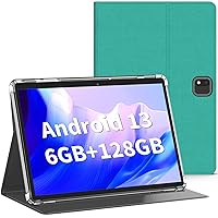 NORTH BISON Android Tablet, 10.1 Inch Android 13 Tablet, 6GB RAM 128GB ROM, 1TB Expand, Tablet with 8000mAh Long Battery,Tablet with Dual Camera, WiFi, Bluetooth, HD Touch Screen, GMS Certified-Green