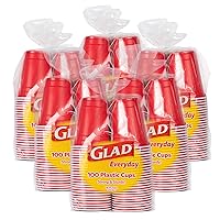 Glad Disposable Red Plastic Cups for Everyday Use, 16 Oz | 100 Plastic Disposable Cups, Strong & Sturdy 16 Fl Oz Cups from Glad, 6 Count (600 Cups Total)