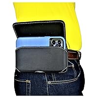 Nylon Cell Phone Holster Pouch Fits iPhone 15 Pro Max, 14 13 12 11 Pro Max with (Otterbox Commuter/Defender) Case On, Rugged W/Fixed Belt Loop Clip Holder, Magnetic Closure, (Horizontal)