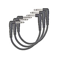D’Addario Accessories Classic Series Guitar Patch Cables - Guitar Pedal Cable with ¼ Inch Ends - Durable & Reliable - Instrument Cable for Pedalboards - Right Angle - 0.5 feet - 3 Pack