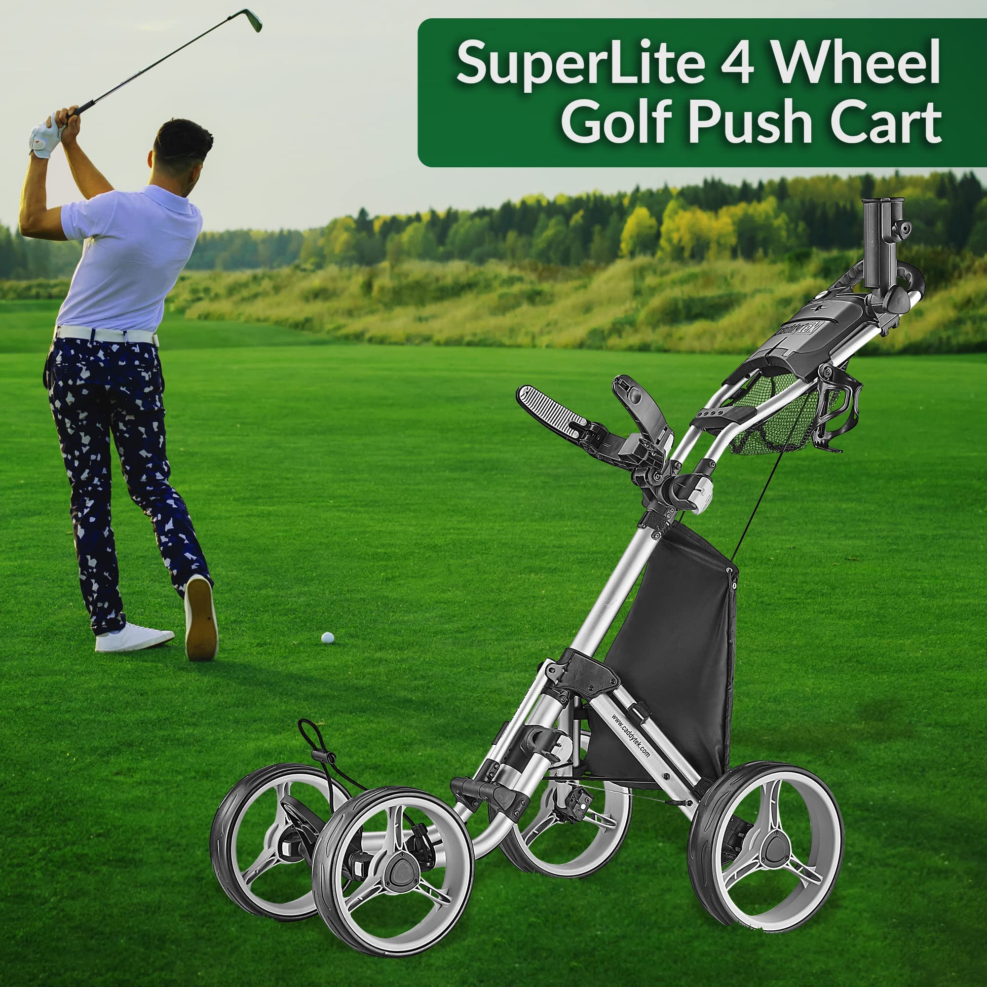 CaddyTek Explorer V8 - SuperLite 4 Wheel Golf Push Cart, Explorer Version 8