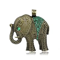 Sexy Sparkles Elephant with Green Rhinestones Charm Pendant for Necklace
