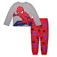 Marvel Spider-Man Boys Long Sleeve Shirt and Jogger Set for Toddlers and Big Kids – Red/Grey