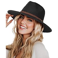 FURTALK Sun Hats for Women Summer Wide Brim UV UPF 50+ Panama Fedora Foldable Packable Straw Beach Hat