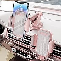 3-in-1 Phone Mount for car, Diamond Stickers Freely DIY, Sturdy & Secure Long Arm Suction Cup Holder Universal Car Dashboard Windshield Air Vent Car Phone Holder Compatible with All Smartphones