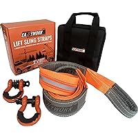 3”x10Ft Super Sturdy Lift Sling Straps 25000 Lbs Breaking Load capacity Heavy Duty Lifting sling Crane Tree Saver strap Recovery Straps Tow Strap Pull Hoist 2pcs 3/4 Robust D Ring Shackles+Storage Bag