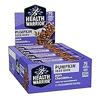Health Warrior Pumpkin Seed Bar, Dark Chocolate, 12 Bars