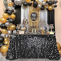 B-COOL Black Sequin Tablecloth 50x102 Inch Payette Rectangle Glitter Tablelcoth for Christmas New Year Party Decorations