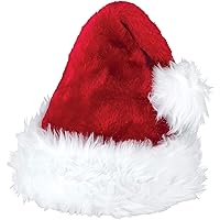 Deluxe Plush Santa Red & White Faux Fur Hat - 15