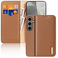 DUX DUCIS Luxury Wallet Phone Case Flip Cover for SAMSUNG Galaxy S24 5G,Magnetic Closure Protective Book Case with Kickstand,HIVO Series Leather Purse[1 Large Bill+2 Card Slots+RFID Block] (Brown)
