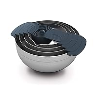 Joseph Joseph Nest 9 Plus, 9 Piece Compact Food Preparation Set with Mixing Bowls, Measuring Cups, Sieve and Colander, Stainless Steel
