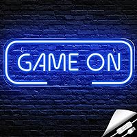 Gaming Neon Sign, Game On Neon Sign for Game Room Decor - LED Game Neon Sign for Teen Boy Room Decor, Gamer Wall Decor - Best Gamer Gifts for Boys, Kids (Blue)