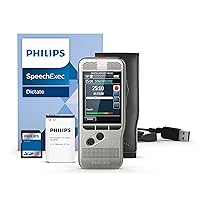 Philips DPM7000 Digital Voice Recorder with Slide Switch 2 Microphones for Stereo Sound Recordings Colour Display Stainless Steel Housing Includes SpeechExec 10 Voice Recorder
