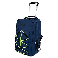 J World New York Lash Rolling Backpack. Laptop Bag Wheeled Carry-On Travel, Navy/Green, 19 X 13 X 7.5 (H X W X D)
