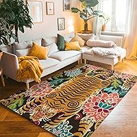 Restoration and Renovation Handmade Tibetan Tiger Wool Rug | Animal Print  Area Rug 100% New Zealand Wool for Living Room, Bedroom, and Dining Room 