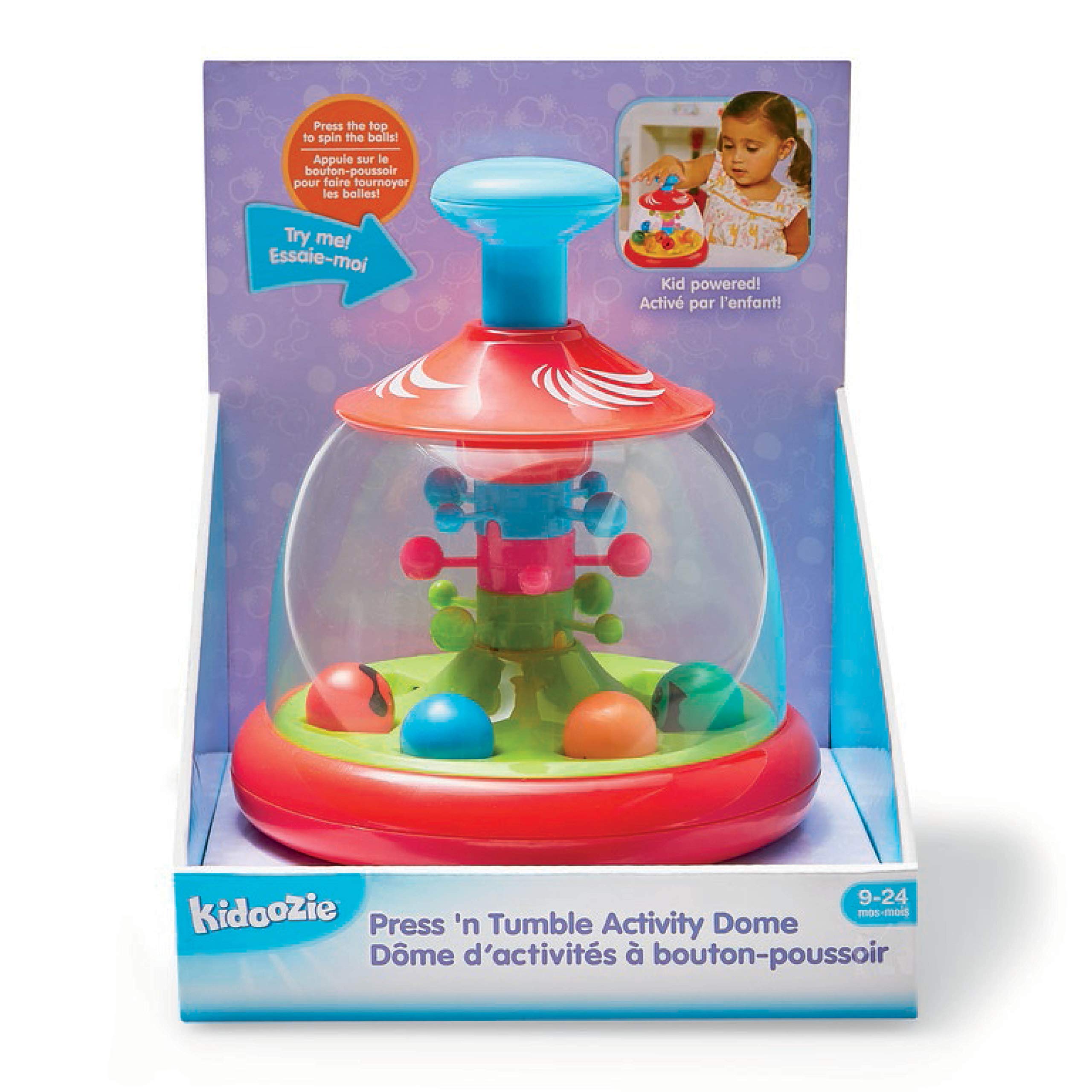 Kidoozie Press 'n Tumble Activity Dome - Colorful Spinning Faces Activity Toy for Children 9-24 Months – Perfect for Fine Motor Skills and Visual Development!