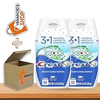 'Crest© Plus Complete ‘Scope 3-in-1 Whitening Toothpaste Liquid Gel, Minty Fresh 4.6 oz (130g) Per Tube + Includes Venancio’sBox Sticker (Whitening 3-in-1 - Pack of 2)
