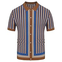 PJ PAUL JONES Men's Polo Shirts Retro Knit Shirt Vintage Striped Shirt