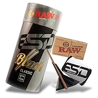RAW Cone Loader for 1 1/4 & Lean Cones + RAW Black 1 1/4 Pre Rolled Cones - 100 Pack