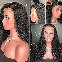 YMS Glueless HD Transparent Lace Front Wigs Human Hair Pre Plucked Curly Brazilian Virgin Human Hair Lace Front Wigs for Black Women 150% Density Human Hair Wigs (18 inch, 13x4 Lace Front Wig)