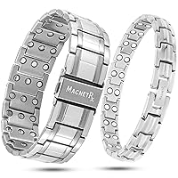 Magnetic Matching Bracelets for Couples – Ultra Strength Silver Magnetic Bracelets for Men and Women – His and Hers Matching Magnetic Bracelets Set