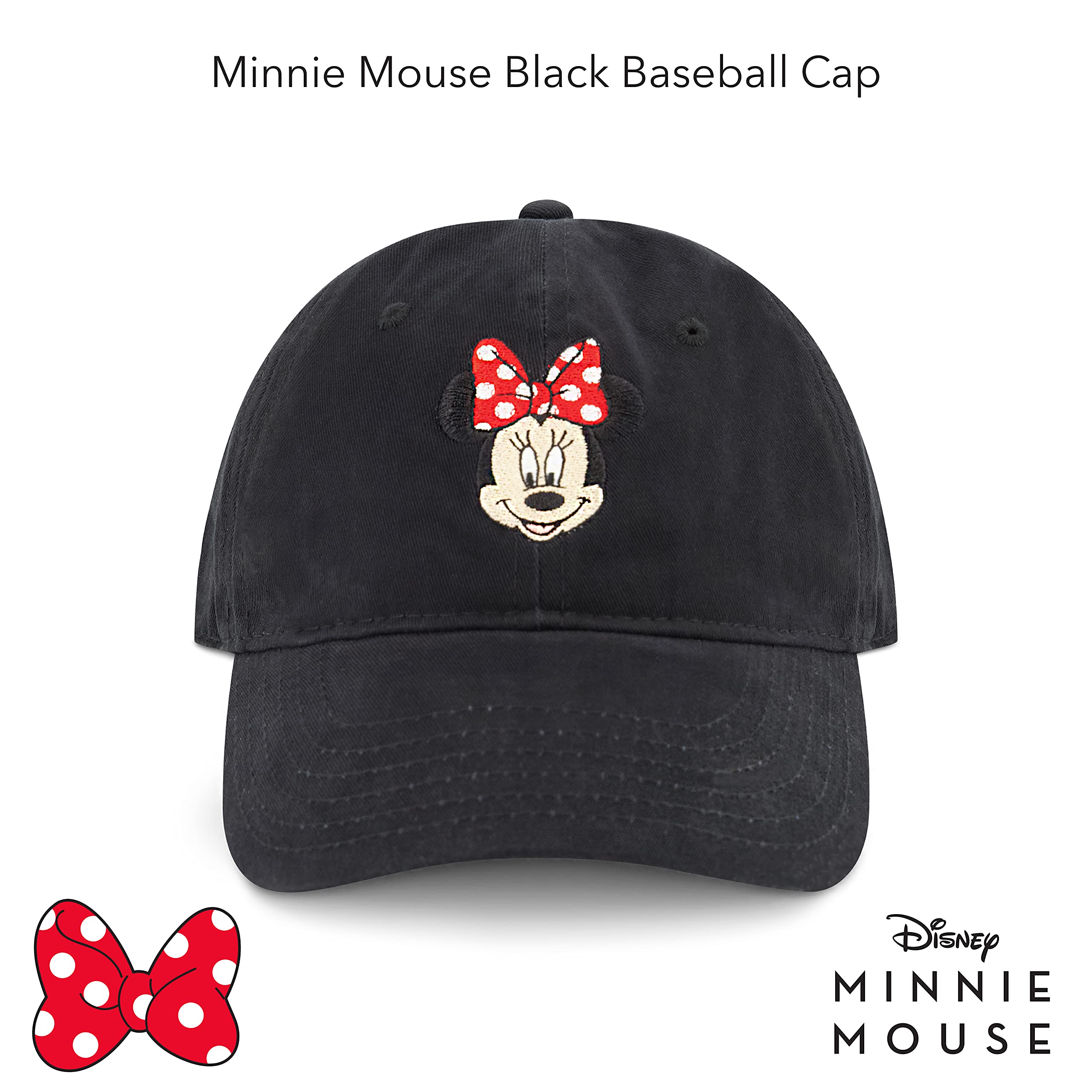 Concept One unisex-adult womens Concept One Disney's Minnie Mouse Bows Embroidered Cotton Adjustable Dad Hat With Curved Brim