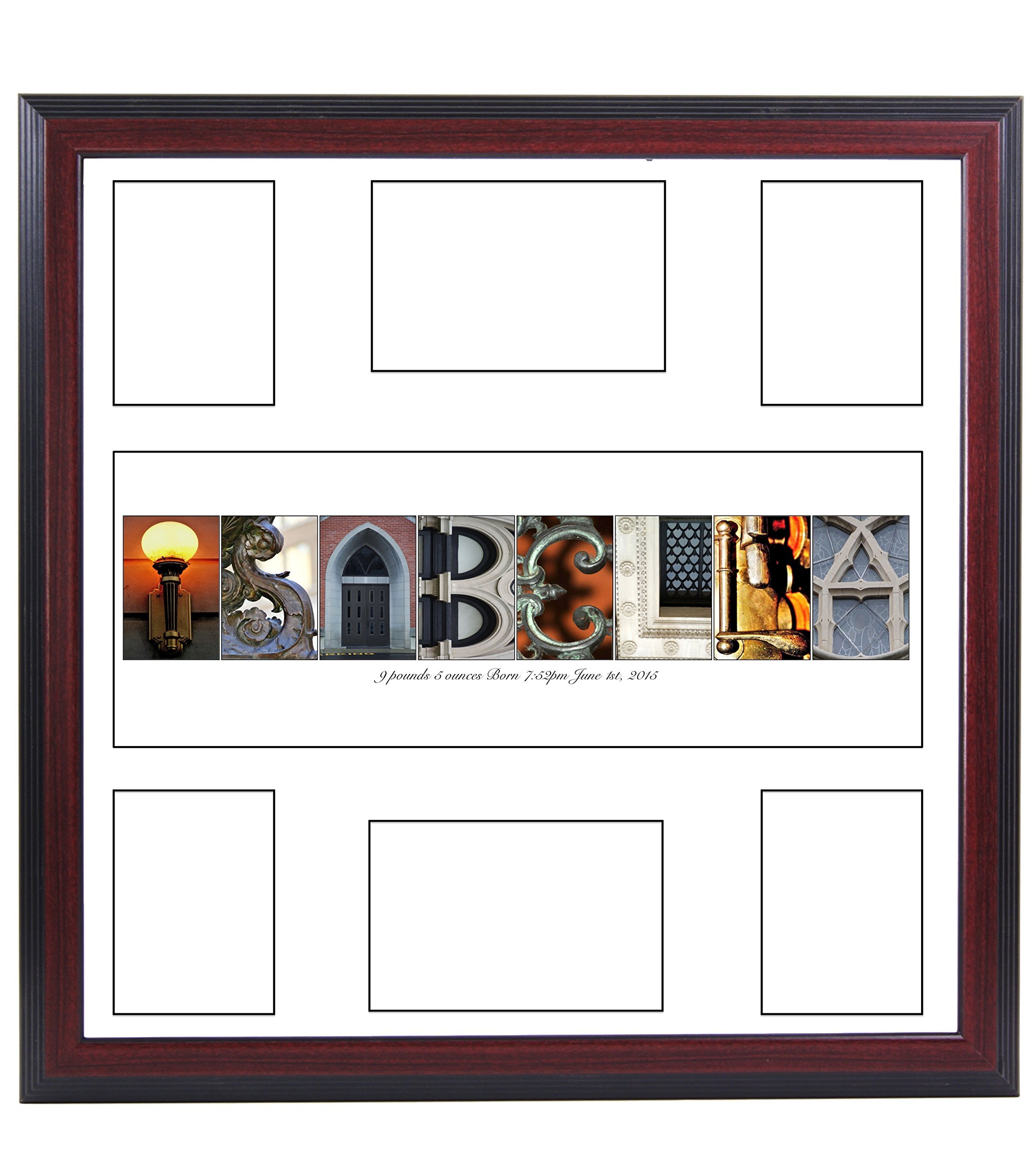 Creative Letter Art Personalized Children?s Guest Registry with 6 Opening Name Collage, 20 by 20 inch Frame Included for Newborn, Christening?s Bar Mitzvah & Graduations