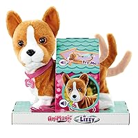 Animagic Lizzy My Wigglin Walkin Pup, Queen's Corgi Soft Plush, with Sounds, Multi-Colour