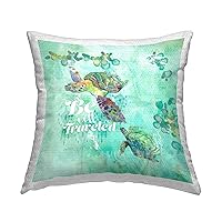 Stupell Industries Be Well Traveled Swimming Turtles Outdoor Printed Pillow, 18 x 18, Green