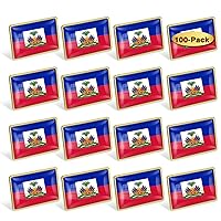 12/24/50/100Pcs Haiti Flag Lapel Pins Bulk - Metal Haitian Brooch Badge Souvenir for Men Women Clothes Bags Hats