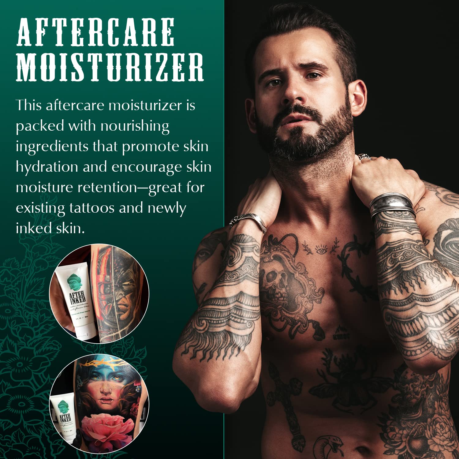 After Inked Tattoo Moisturizing Lotion Plus & Piercing Aftercare Spray Bundle - Essential Tattoo Supplies, Premium Skincare Products