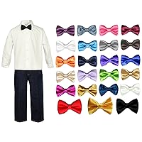 Infant Toddler Baby Boys Jeans Dress White Shirt Color Bow tie set 12-24 Months