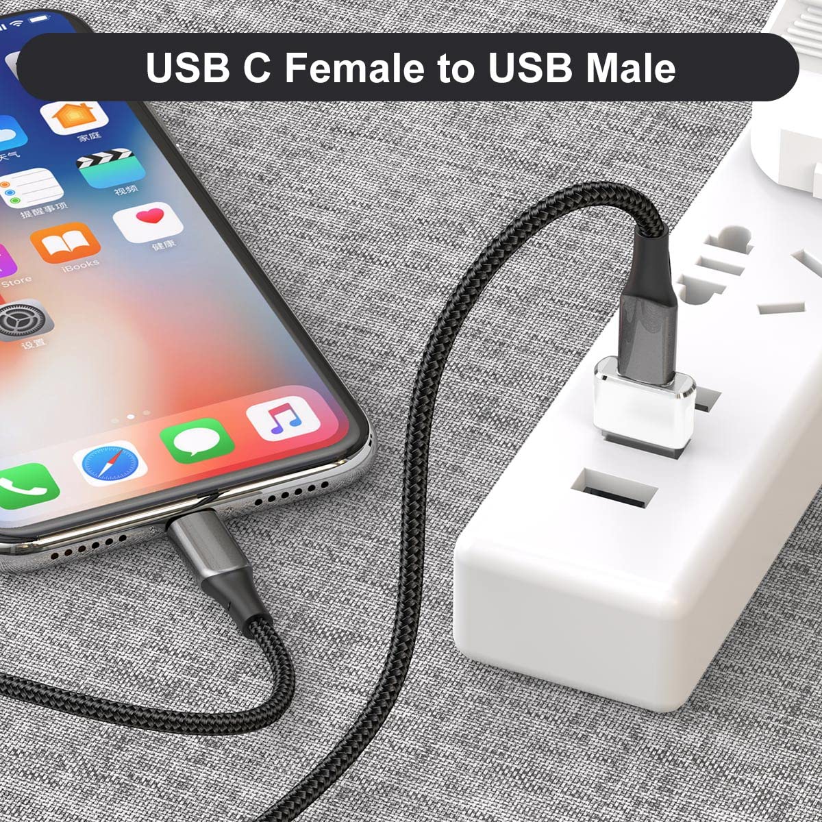 Basesailor USB to USB C Adapter 2 Pack,Type C Female to A Male Cable Converter for Apple Watch Ultra iWatch Series 7 8,iPhone 14 13 12 11 Pro Max Mini,AirPods,iPad 9 Air 4 5,Samsung Galaxy S20 S21 S22