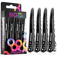 Black Big Bite Clips - Set of 4 Professional Hair Clips – Hair Clips for Styling, Clips for Hair, Metal hair Clips - Extra Grip & Durable