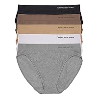 Jones New York Underwear for Women Modern Bikini Brief Full Coverage Seamless Stretch Comfort Panties - 5 Pack Multipack