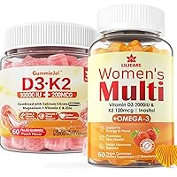 Sugar-Free Vitamin D3 K2 Filled Gummies + Multivitamin for Women Gummies