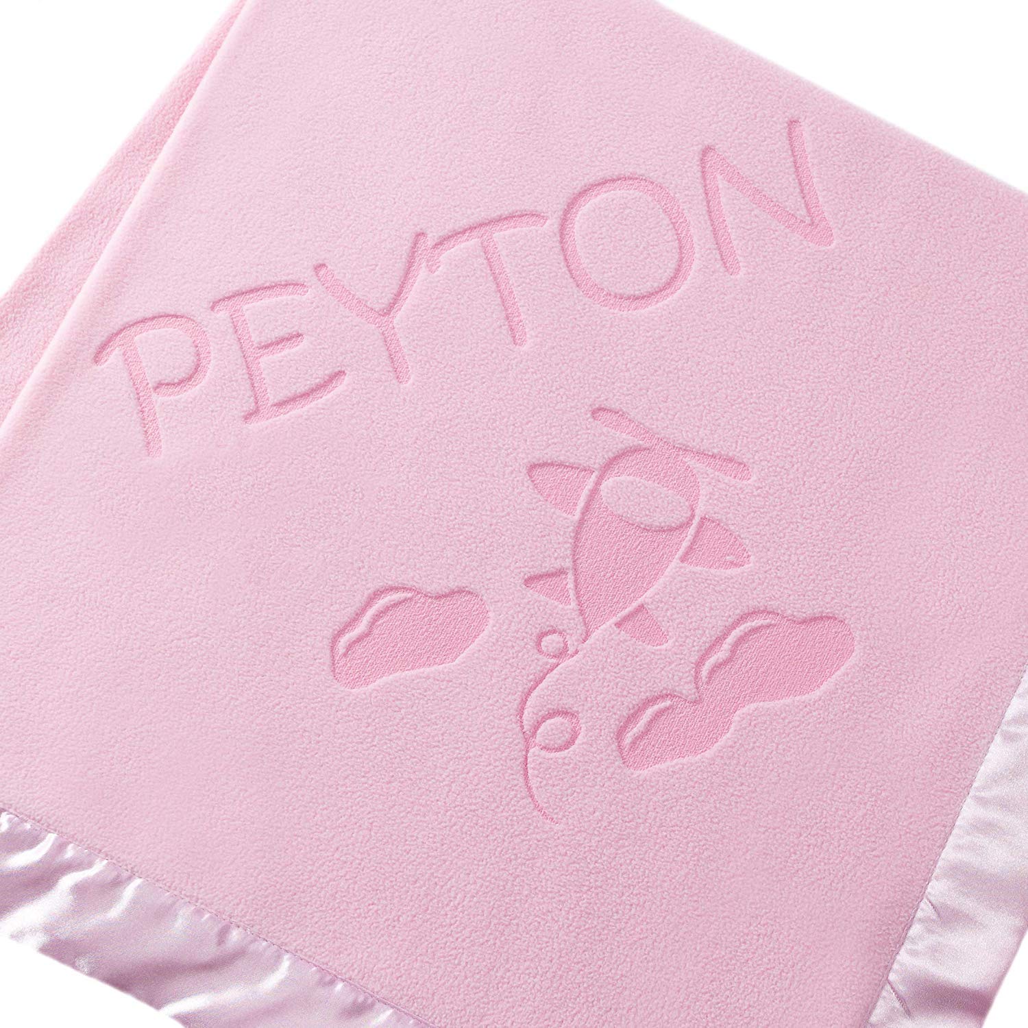 Custom Catch Personalized Airplane Baby Blanket - Boy Name Gift - Blue or Pink (1 Text LIne)