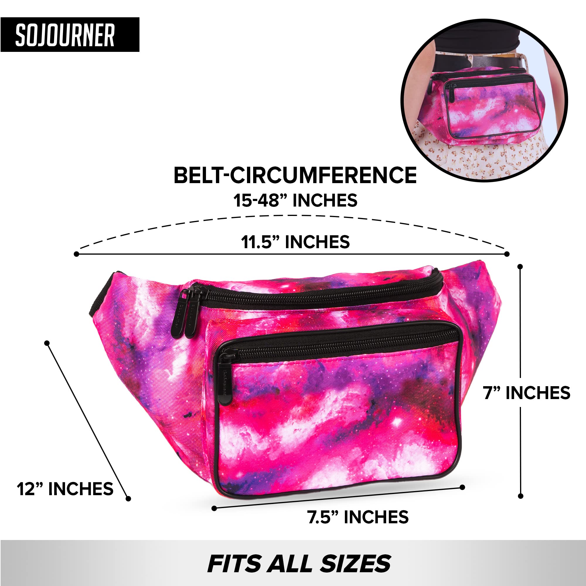 Fanny Pack Belt Bag I Mens Fanny Packs for Women - Crossbody Bag Bum bag Waist Bag Waist Pack -For Halloween costumes, for Hiking, Running, Travel, Waterproof and more (Galaxy Pink & Purple)
