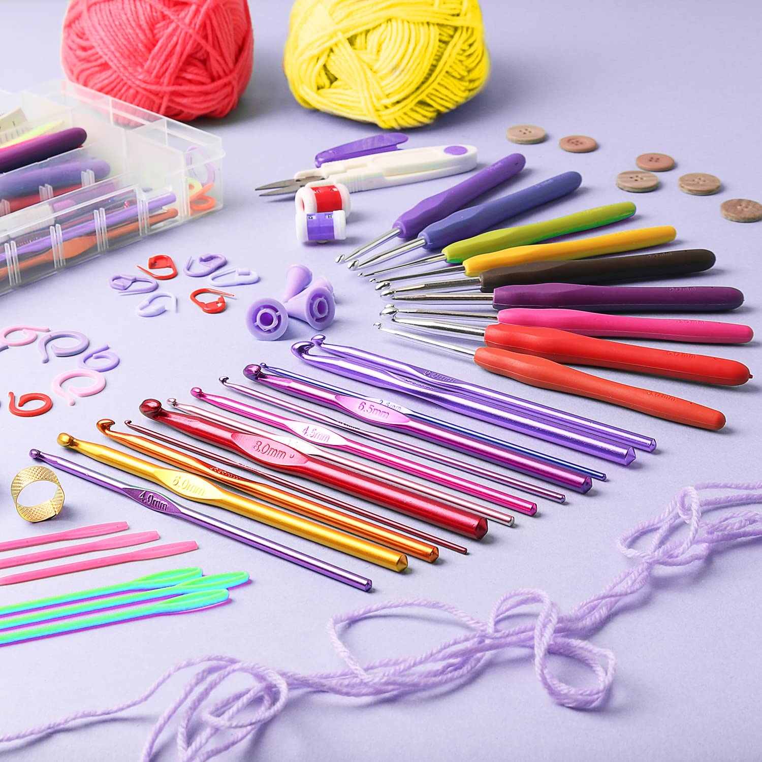 Crochet Kit for Beginners Adults – Beginner Crochet Kit for Adults and Kids, Learn to Crochet Kits for Adults Beginner and Professionals – 73 Piece Crochet Set with Crochet Yarn and Crochet Hook Set