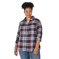 womens Plus Size Long Sleeve Semi-fitted Flannel Shirt