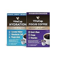 Hydration & Focus 34 ct Bundle | Hydration & Focus |Superfood & Vitamins Infused | Variety Pack of (2) Single Serve Recyclable Pods Compatible with K-Cup Brewers