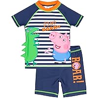 Peppa Pig George Pig Swimsuit Boys Kids Dinosaur Two Piece Top Short Swim Set