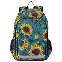 ALAZA Vintage Sunflowers Blue Background Backpack Bookbag Laptop Notebook Bag Casual Travel Daypack for Women Men Fits15.6 Laptop